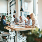 Work collaboration stock image.